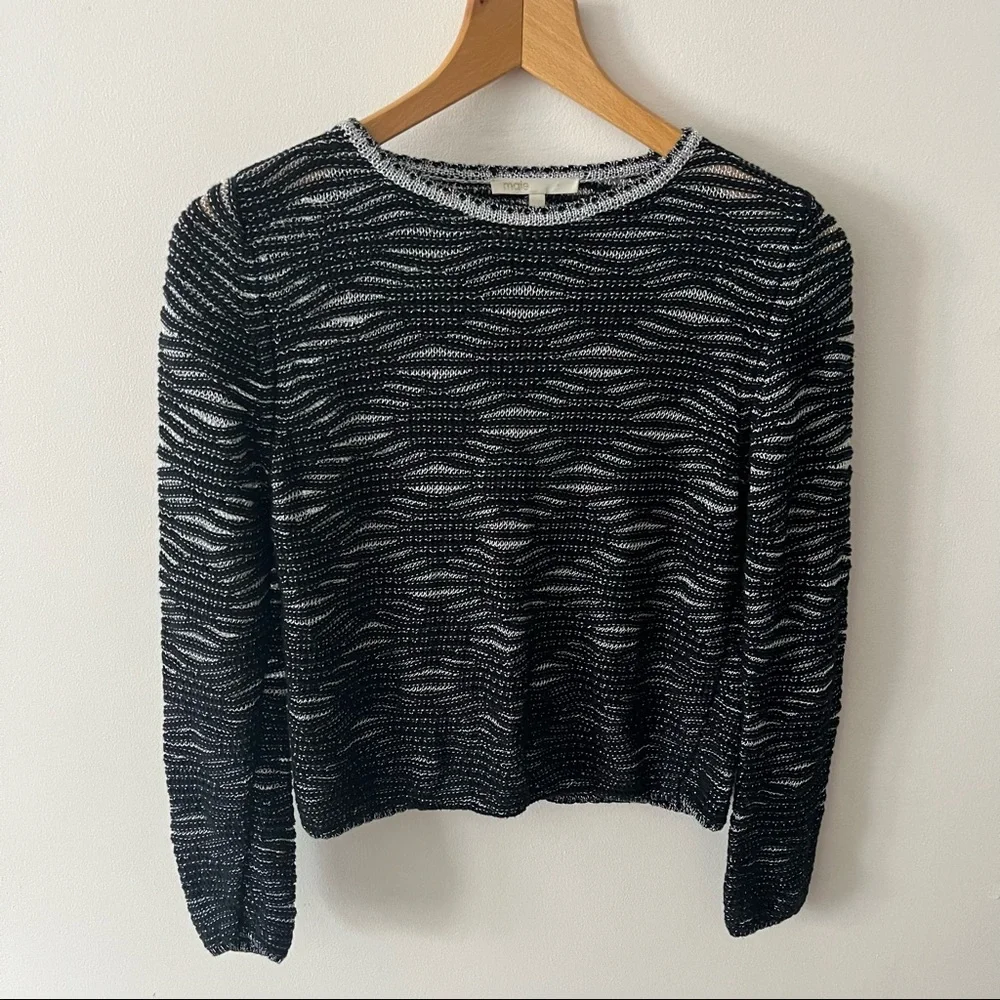 Maje Melodie Jacquard Metallic Open Knit Sweater / Size 1 / Small - Picture 6 of 13